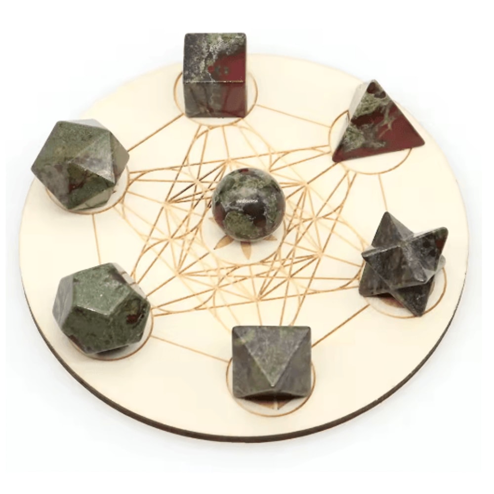 7Piece Platonic Solid Crystal Set Sacred Geometry Chakra Healing Stones 0
