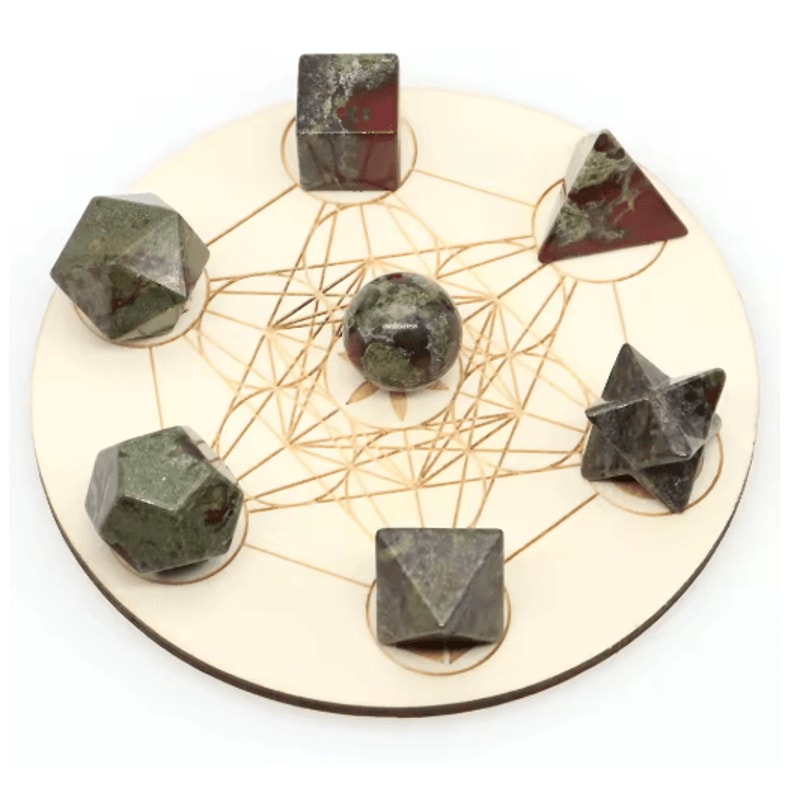 7Piece Platonic Solid Crystal Set Sacred Geometry Chakra Healing Stones 0