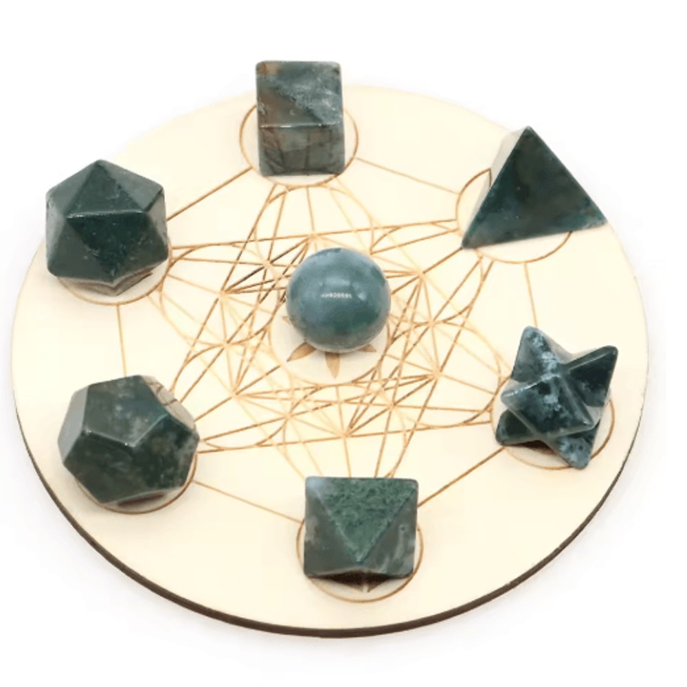 7Piece Platonic Solid Crystal Set Sacred Geometry Chakra Healing Stones 1
