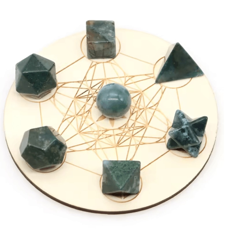 7Piece Platonic Solid Crystal Set Sacred Geometry Chakra Healing Stones 1