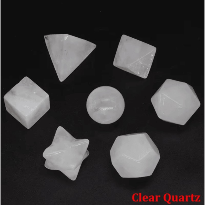 7Piece Platonic Solid Crystal Set Sacred Geometry Chakra Healing Stones 12