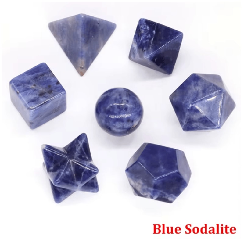 7Piece Platonic Solid Crystal Set Sacred Geometry Chakra Healing Stones 14
