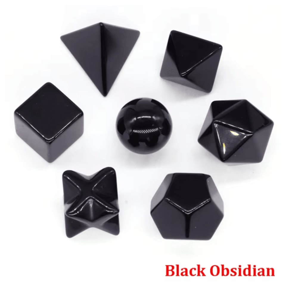 7Piece Platonic Solid Crystal Set Sacred Geometry Chakra Healing Stones 15