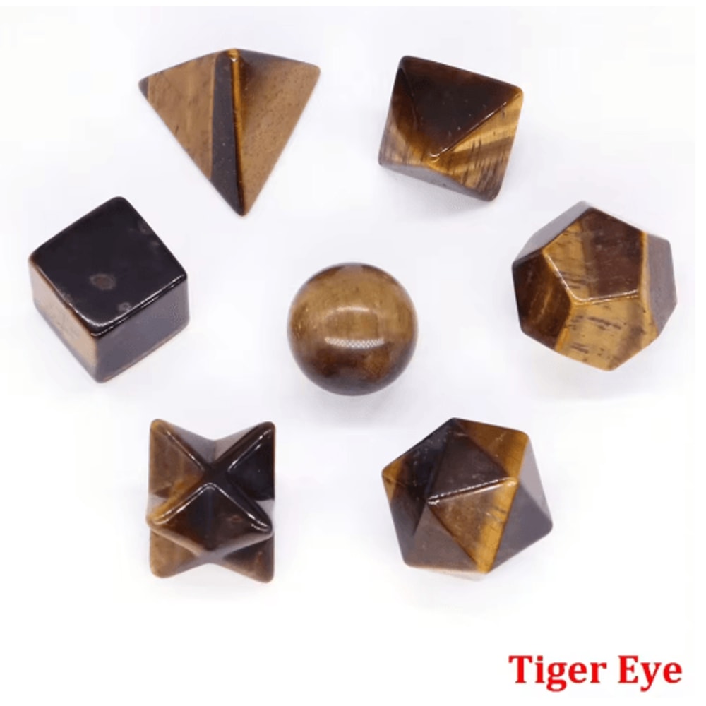 7Piece Platonic Solid Crystal Set Sacred Geometry Chakra Healing Stones 19