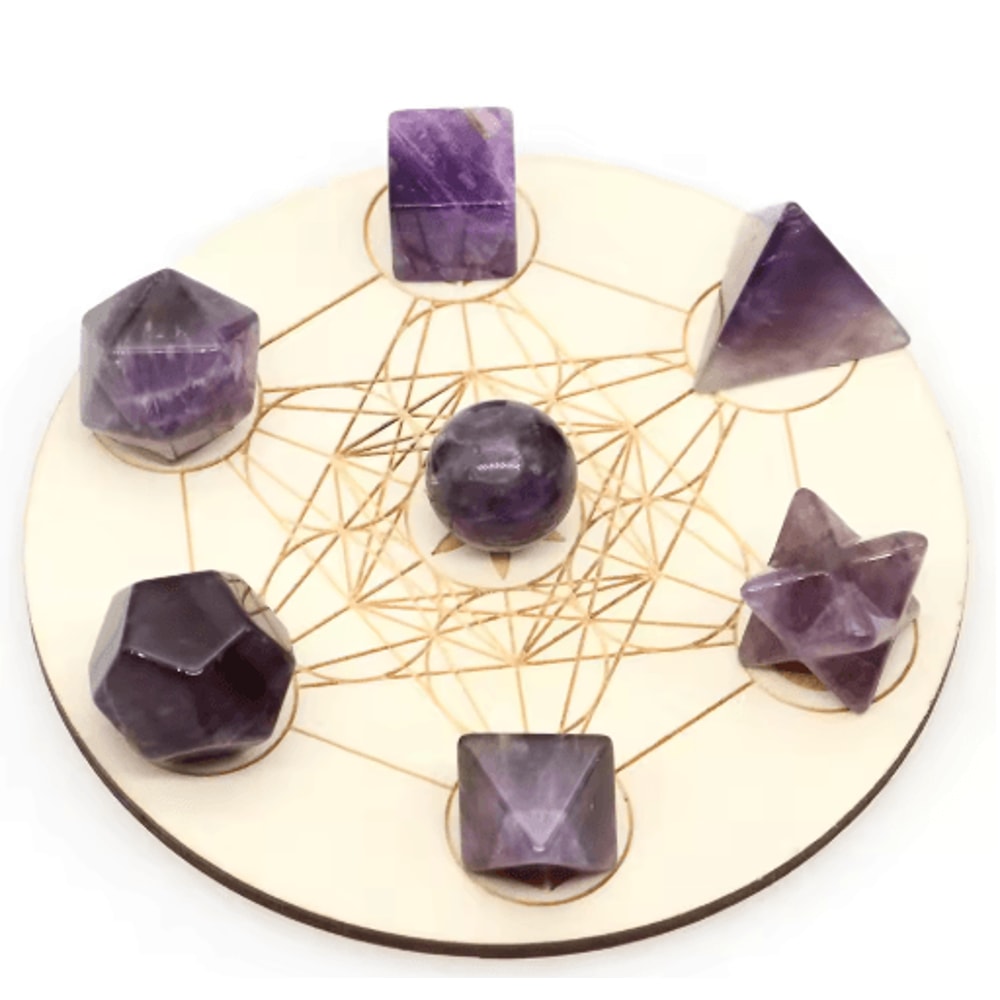 7Piece Platonic Solid Crystal Set Sacred Geometry Chakra Healing Stones 7