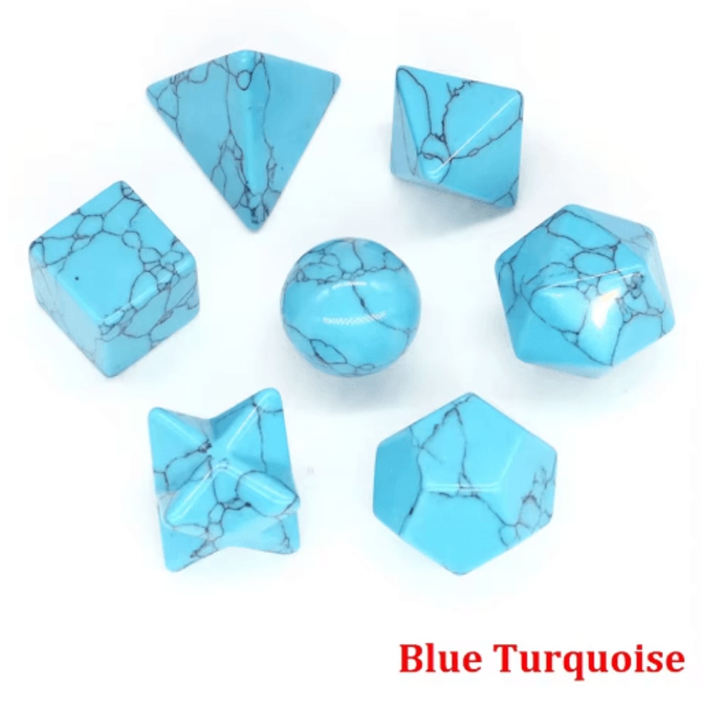 7Piece Platonic Solid Crystal Set Sacred Geometry Chakra Healing Stones 8