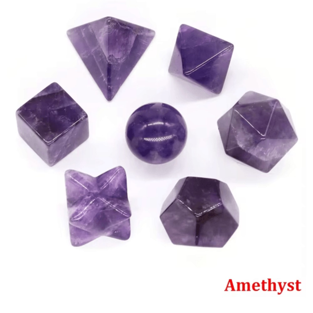 7Piece Platonic Solid Crystal Set Sacred Geometry Chakra Healing Stones 20