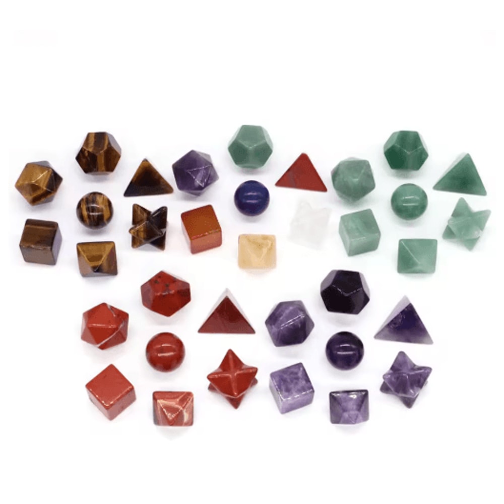 7Piece Platonic Solid Crystal Set Sacred Geometry Chakra Healing Stones 22