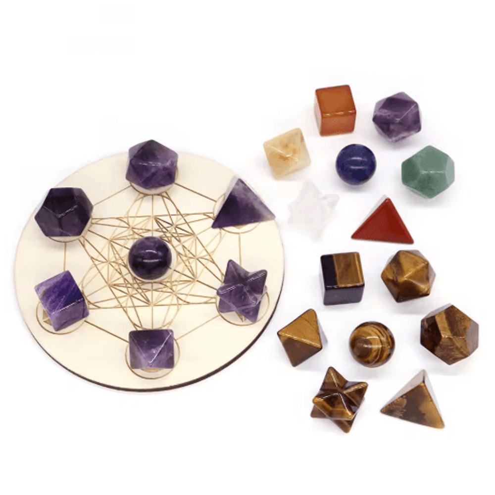 7Piece Platonic Solid Crystal Set Sacred Geometry Chakra Healing Stones 29