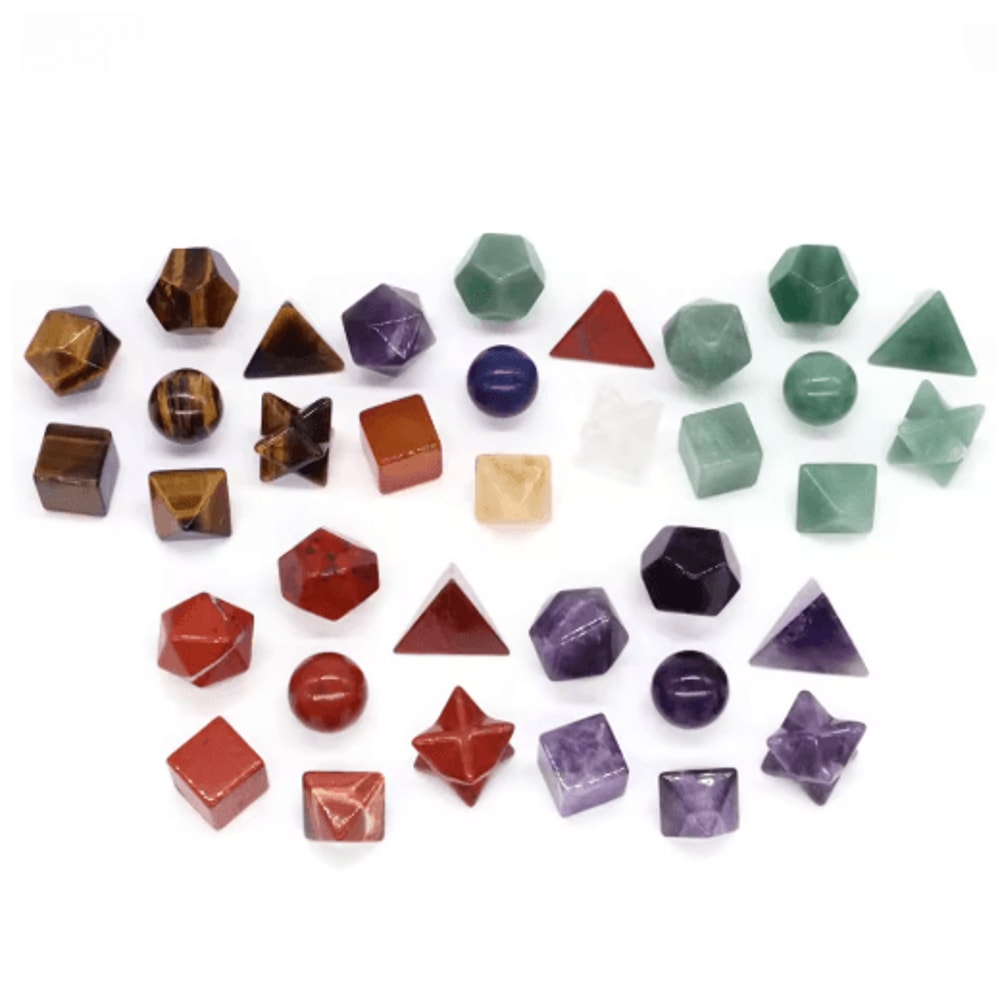 7Piece Platonic Solid Crystal Set Sacred Geometry Chakra Healing Stones 26