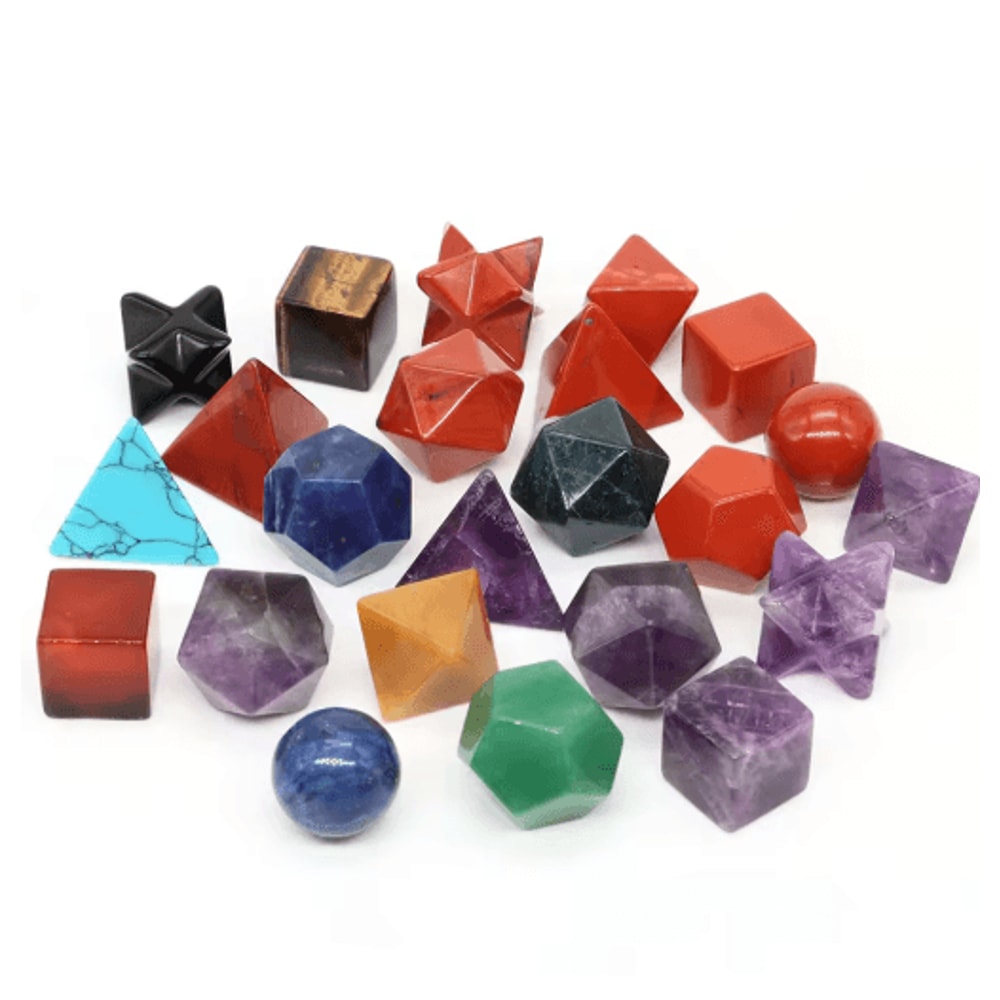7Piece Platonic Solid Crystal Set Sacred Geometry Chakra Healing Stones 27