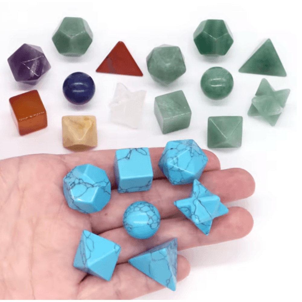 7Piece Platonic Solid Crystal Set Sacred Geometry Chakra Healing Stones 28