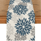 Blue Dahlia Floral Linen Table Runner Elegant Spring Summer Table Decor 1