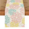 Blue Dahlia Floral Linen Table Runner Elegant Spring Summer Table Decor 4