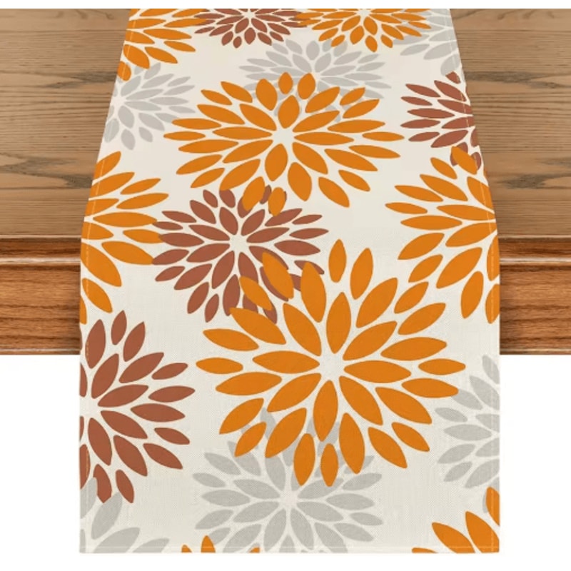 Blue Dahlia Floral Linen Table Runner Elegant Spring Summer Table Decor 9