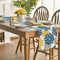 Blue Dahlia Floral Linen Table Runner Elegant Spring Summer Table Decor 11