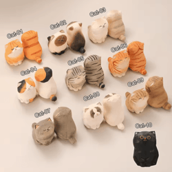 handcrafted wooden cat figurine cute carved kitten decor for desk & home