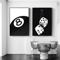 Black White 8 Ball Canvas Wall Art Billiards Club Style Home Decor 0