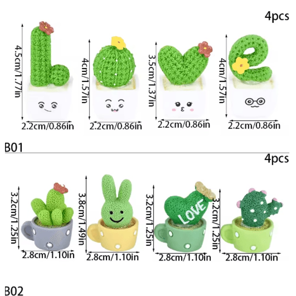 4Piece Resin Succulent Cactus Set Mini Artificial Bonsai Decor For Home Office 3