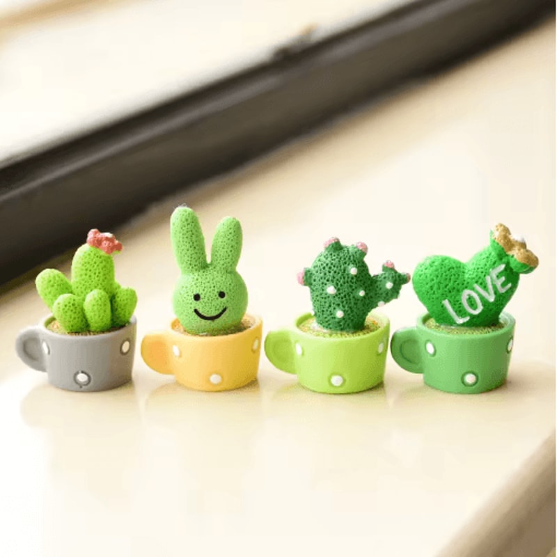 4Piece Resin Succulent Cactus Set Mini Artificial Bonsai Decor For Home Office 5