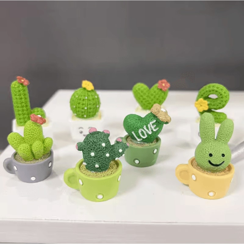 4Piece Resin Succulent Cactus Set Mini Artificial Bonsai Decor For Home Office 6
