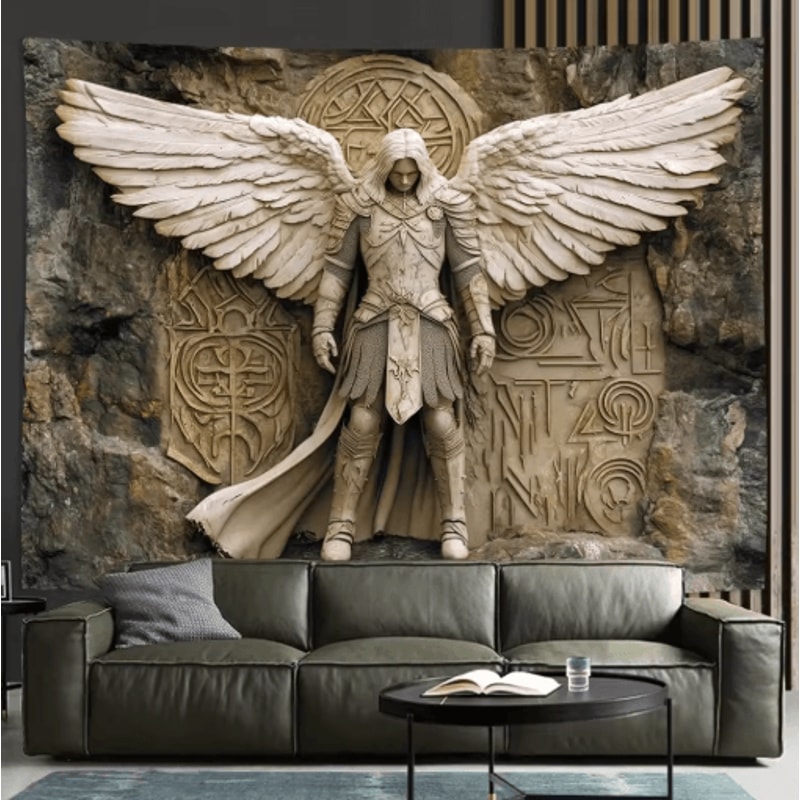 Glam 3D Angel Wall Tapestry Elegant Polyester Wall Hanging Decor 1
