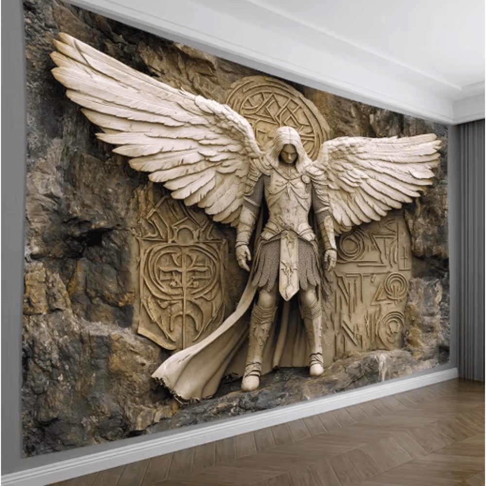 Glam 3D Angel Wall Tapestry Elegant Polyester Wall Hanging Decor 0