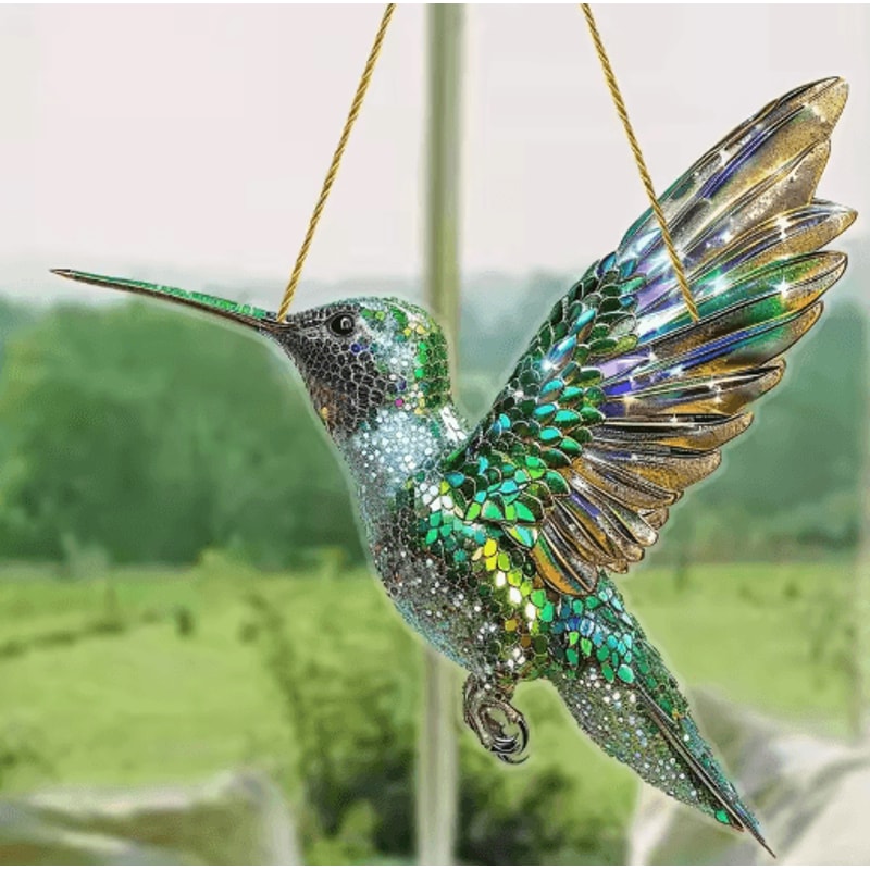 Colorful Acrylic Hummingbird Wind Chime Keychain Kawaii Hanging Decor For Home Car 1