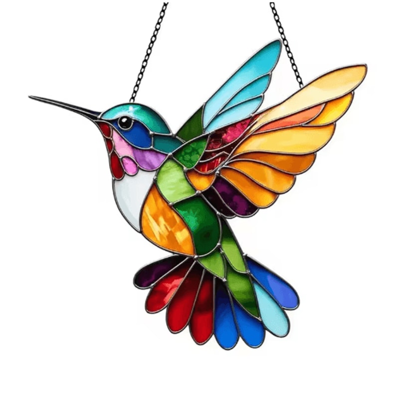 Colorful Acrylic Hummingbird Wind Chime Keychain Kawaii Hanging Decor For Home Car 2