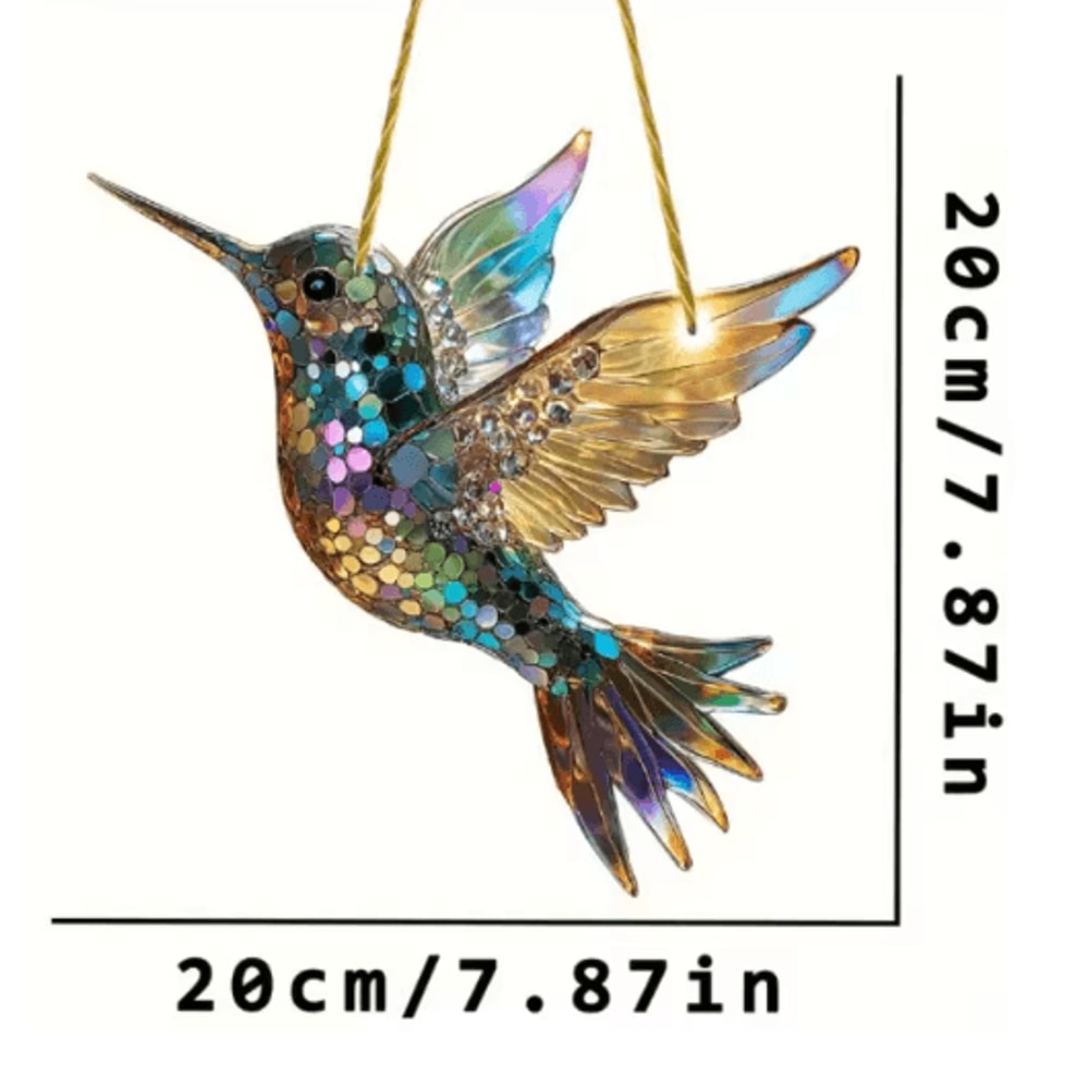 Colorful Acrylic Hummingbird Wind Chime Keychain Kawaii Hanging Decor For Home Car 4