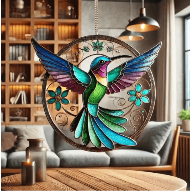 Colorful Acrylic Hummingbird Wind Chime Keychain Kawaii Hanging Decor For Home Car 6