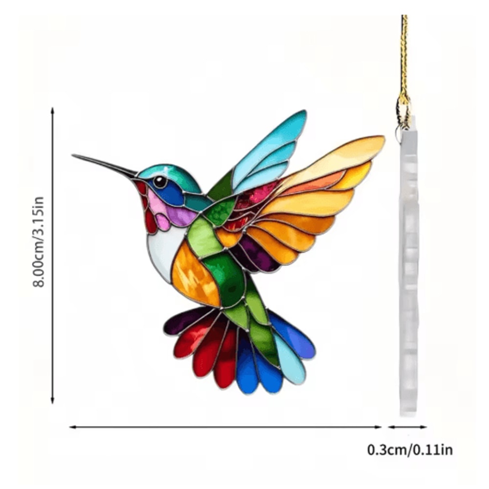 Colorful Acrylic Hummingbird Wind Chime Keychain Kawaii Hanging Decor For Home Car 11