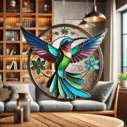 colorful acrylic hummingbird wind chime keychain kawaii hanging decor for home & car