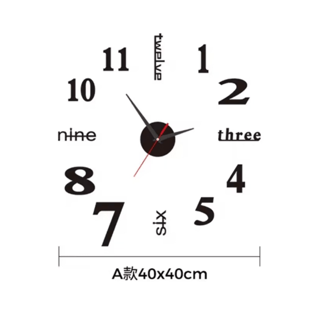 Large 3D DIY Silent Wall Clock Modern Frameless Wall Sticker Decor 3