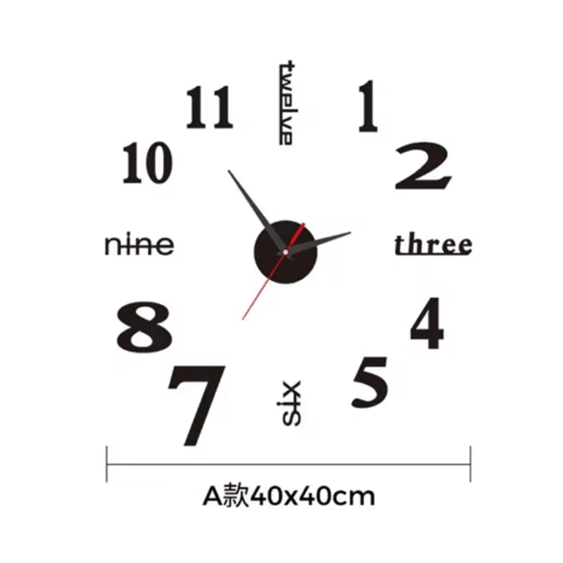 Large 3D DIY Silent Wall Clock Modern Frameless Wall Sticker Decor 3