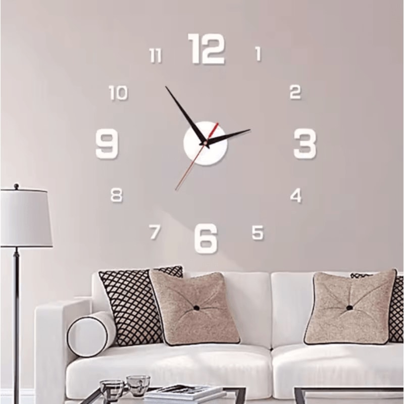 Large 3D DIY Silent Wall Clock Modern Frameless Wall Sticker Decor 4