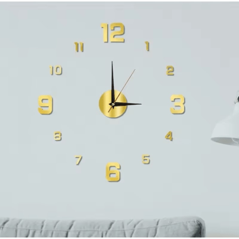 Large 3D DIY Silent Wall Clock Modern Frameless Wall Sticker Decor 5