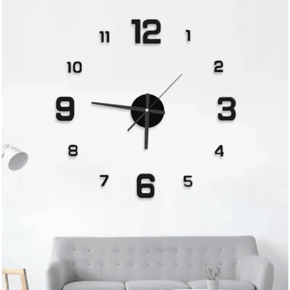 Large 3D DIY Silent Wall Clock Modern Frameless Wall Sticker Decor 9