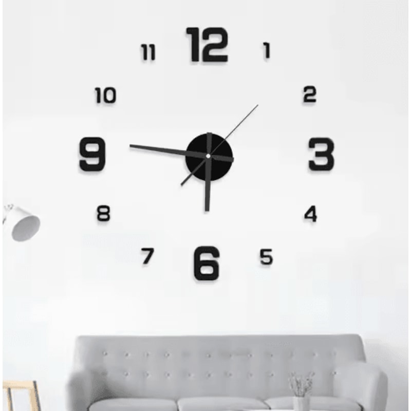 Large 3D DIY Silent Wall Clock Modern Frameless Wall Sticker Decor 9