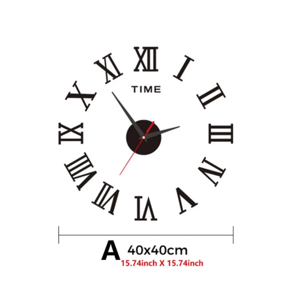 Large 3D DIY Silent Wall Clock Modern Frameless Wall Sticker Decor 11