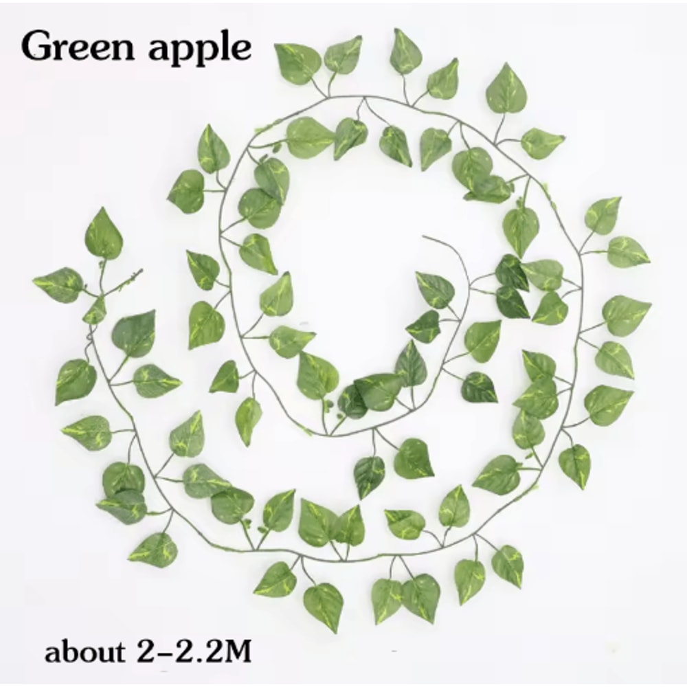 Artificial Rattan Hanging Ivy Plant Basket Lush Green Wall Garden Decor 7