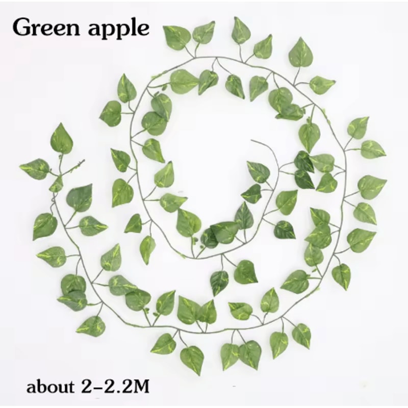 Artificial Rattan Hanging Ivy Plant Basket Lush Green Wall Garden Decor 7