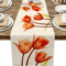 Tulip Linen Table Runner Rustic Farmhouse Floral Decor For Kitchen Dining Table 4