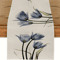 Tulip Linen Table Runner Rustic Farmhouse Floral Decor For Kitchen Dining Table 5