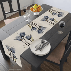tulip linen table runner rustic farmhouse floral decor for kitchen & dining table