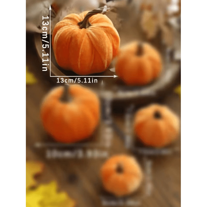 Luxury Velvet Pumpkin Decor Elegant Fall Halloween Harvest Accent 0