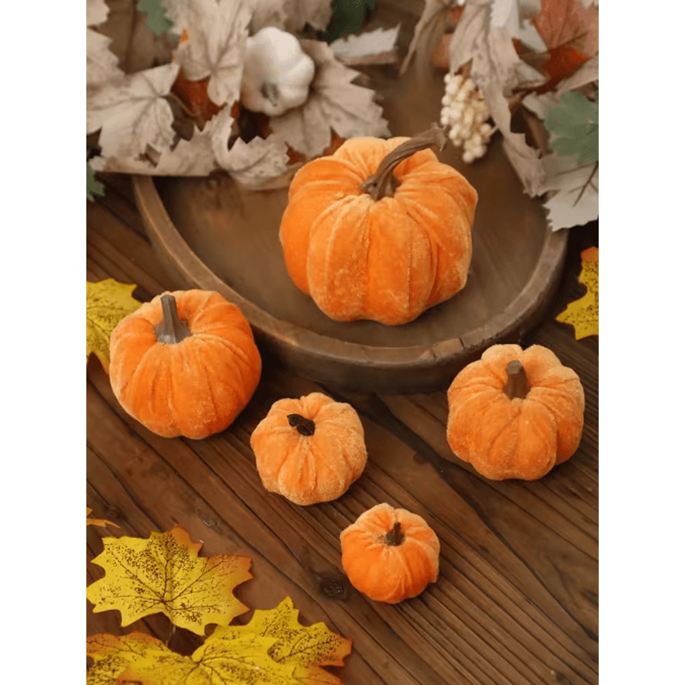 Luxury Velvet Pumpkin Decor Elegant Fall Halloween Harvest Accent 7