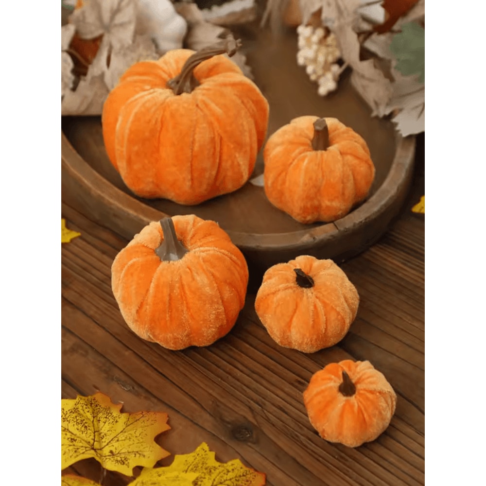 Luxury Velvet Pumpkin Decor Elegant Fall Halloween Harvest Accent 8
