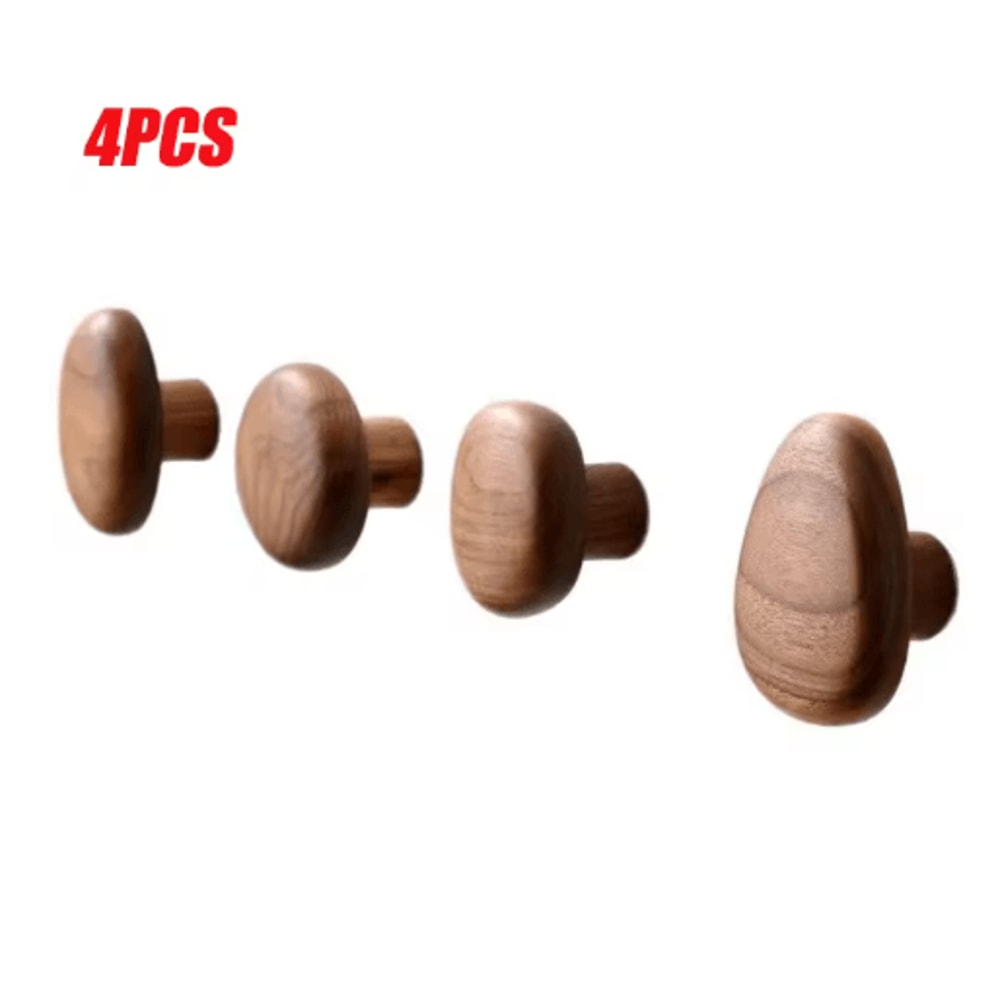 Minimalist Wooden Wall Coat Hooks Natural Entryway Key Hat Hanger Rack 9