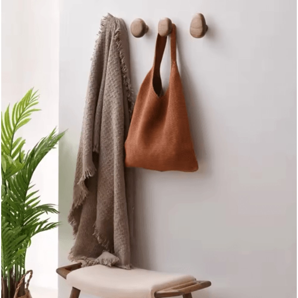 Minimalist Wooden Wall Coat Hooks Natural Entryway Key Hat Hanger Rack 13